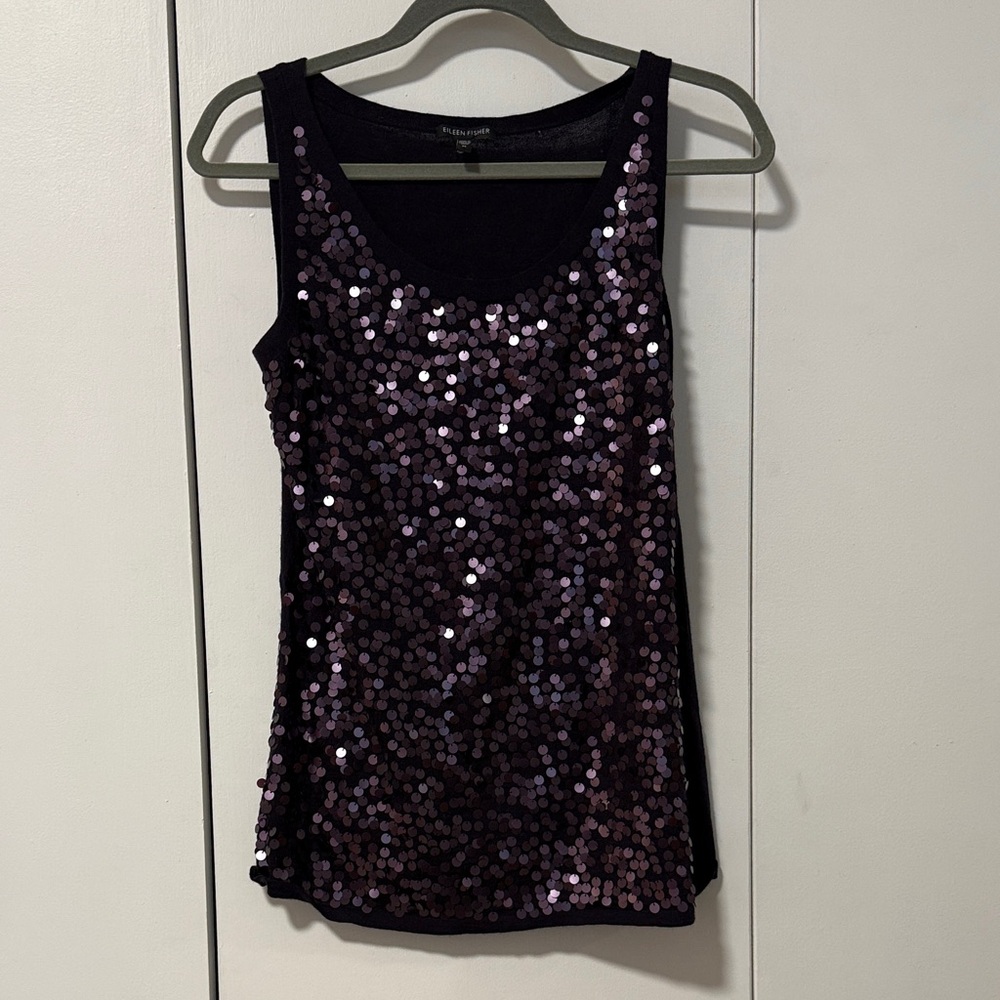 Eileen Fisher Purple Sequin Tank Top